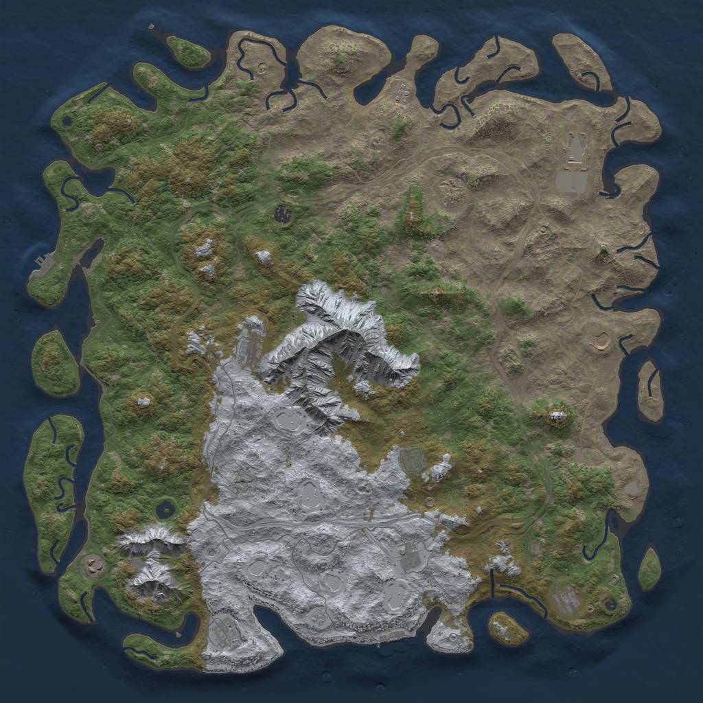 Rust Map: Procedural Map, Size: 6000, Seed: 10791, 18 Monuments