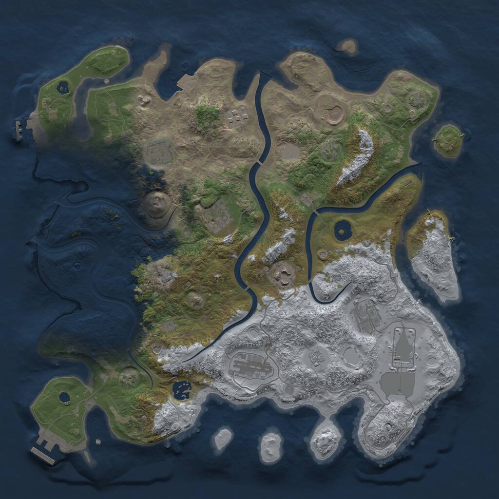 Rust Map: Procedural Map, Size: 3850, Seed: 1829542539, 15 Monuments
