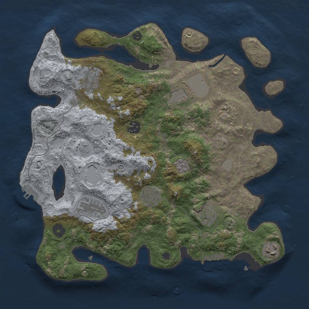Rust Map: Procedural Map, Size: 3500, Seed: 195022117, 16 Monuments