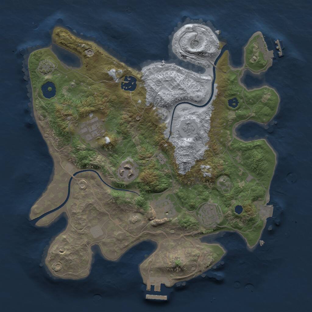 Rust Map: Procedural Map, Size: 3000, Seed: 18631, 11 Monuments
