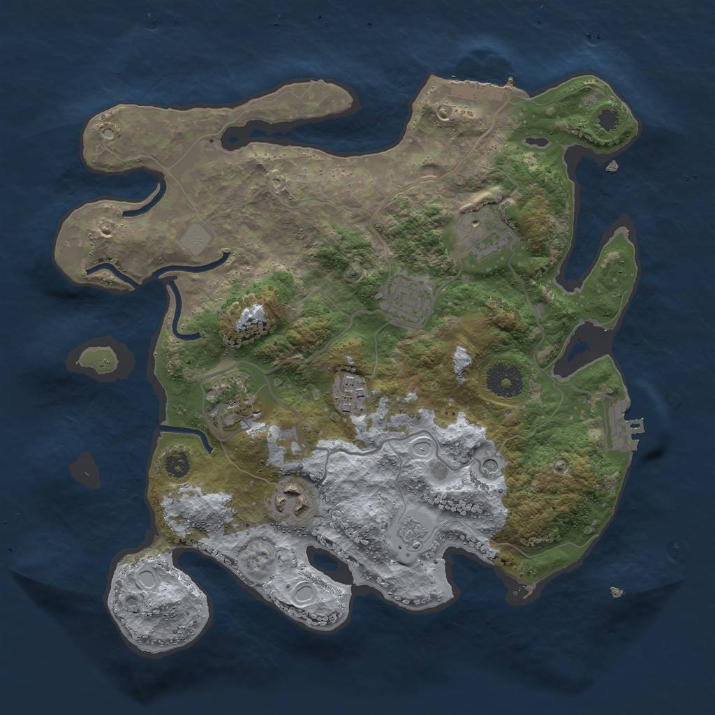 Rust Map: Procedural Map, Size: 3000, Seed: 1357901887, 12 Monuments