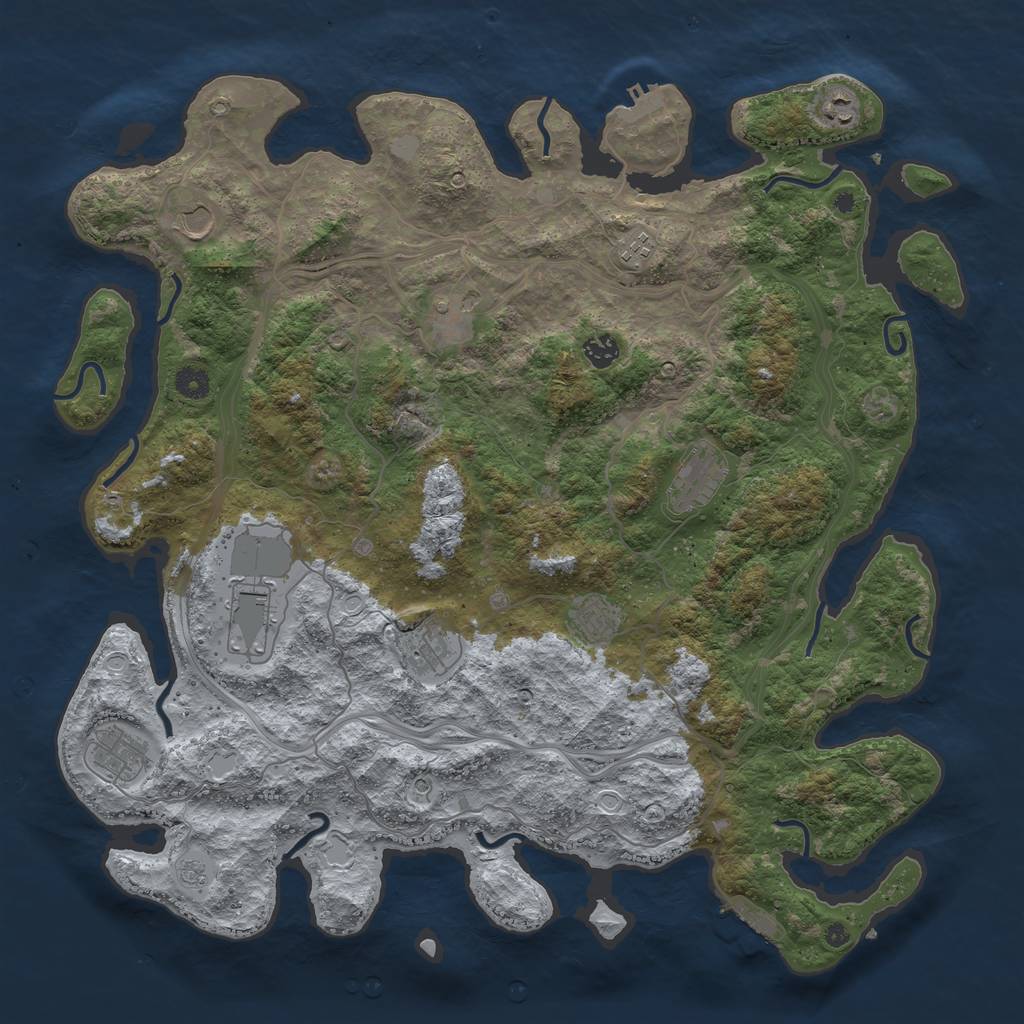 Rust Map: Procedural Map, Size: 4500, Seed: 1918852671, 17 Monuments