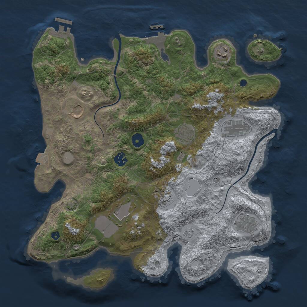 Rust Map: Procedural Map, Size: 3550, Seed: 94124, 14 Monuments