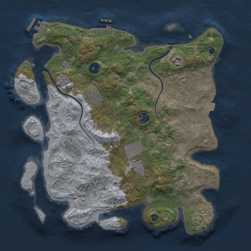 Rust Map: Procedural Map, Size: 3500, Seed: 928742106, 13 Monuments