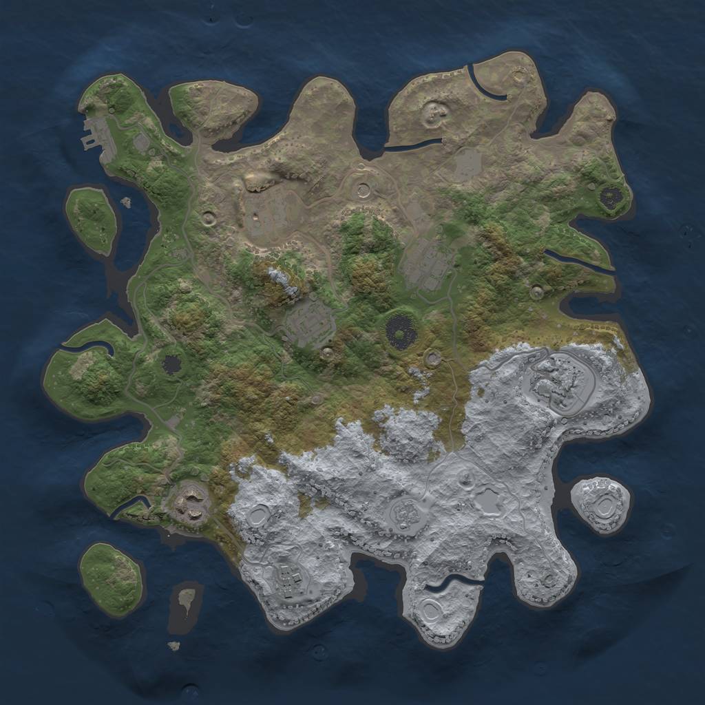 Rust Map: Procedural Map, Size: 3250, Seed: 912584368, 12 Monuments