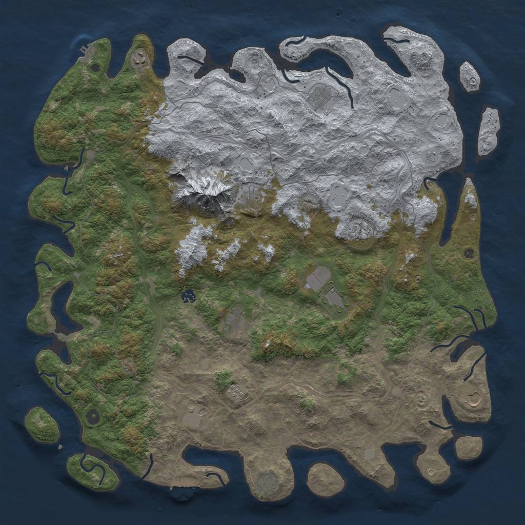 Rust Map: Procedural Map, Size: 5500, Seed: 629374, 18 Monuments