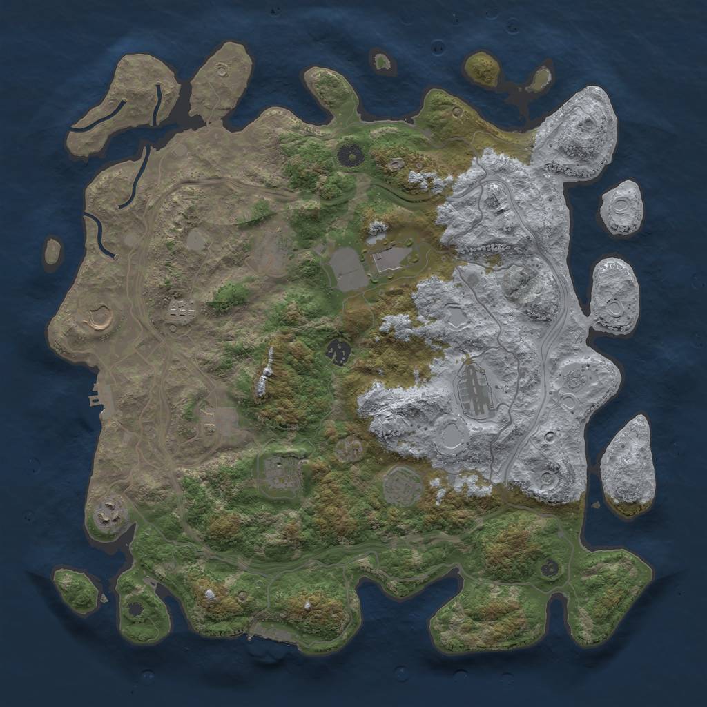 Rust Map: Procedural Map, Size: 4250, Seed: 1018475722, 17 Monuments