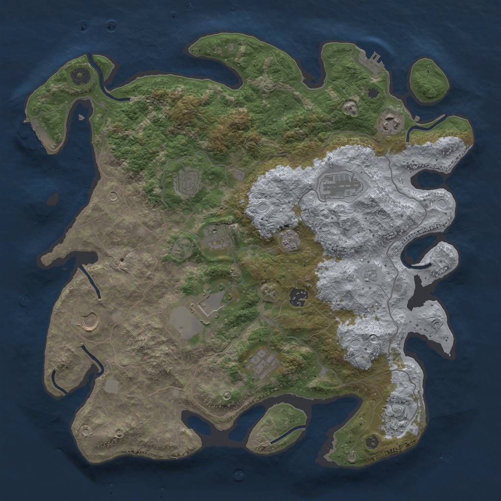 Rust Map: Procedural Map, Size: 4000, Seed: 1609913843, 17 Monuments