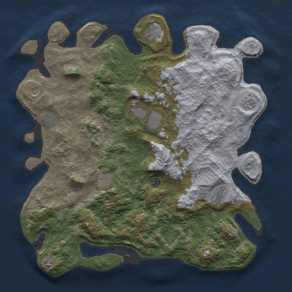 Rust Map: Barren, Size: 4500, Seed: 2333, 13 Monuments