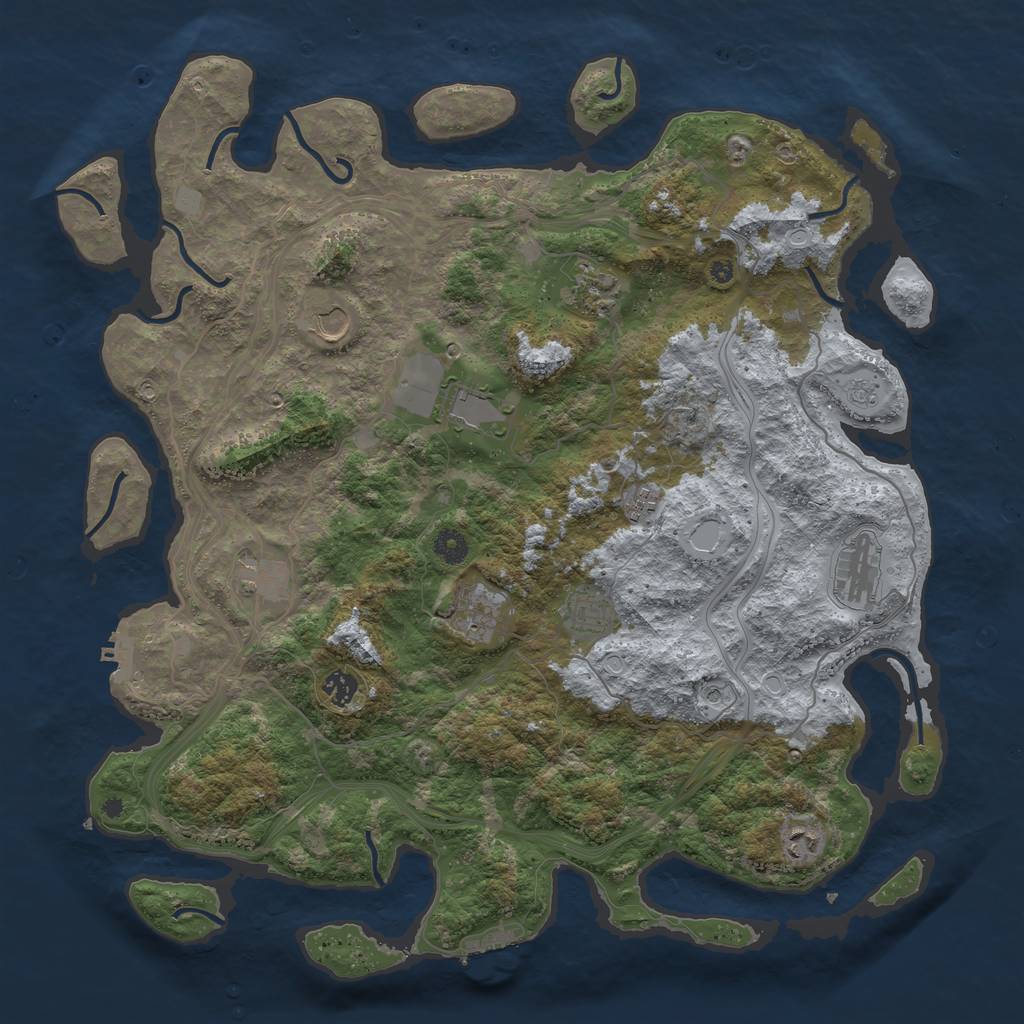 Rust Map: Procedural Map, Size: 4450, Seed: 38, 17 Monuments