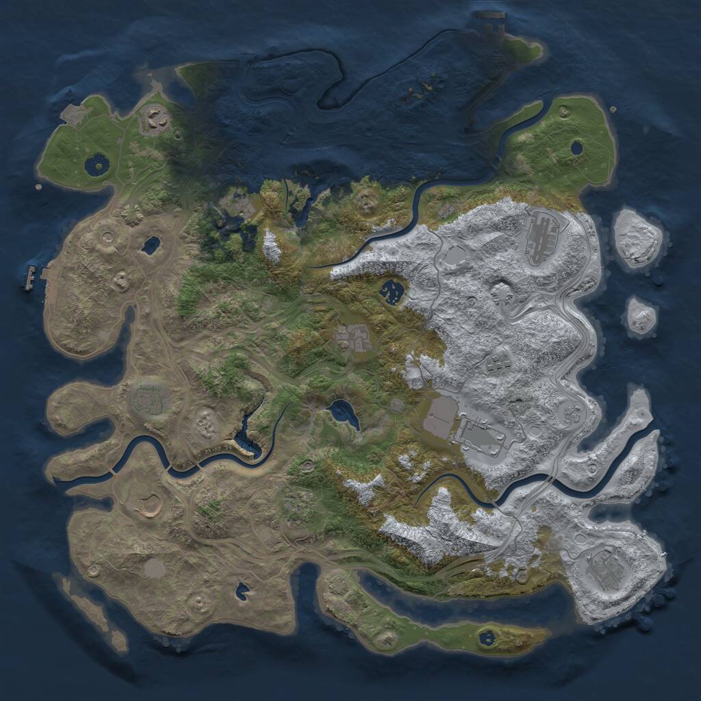 Rust Map: Procedural Map, Size: 4500, Seed: 2012758798, 17 Monuments