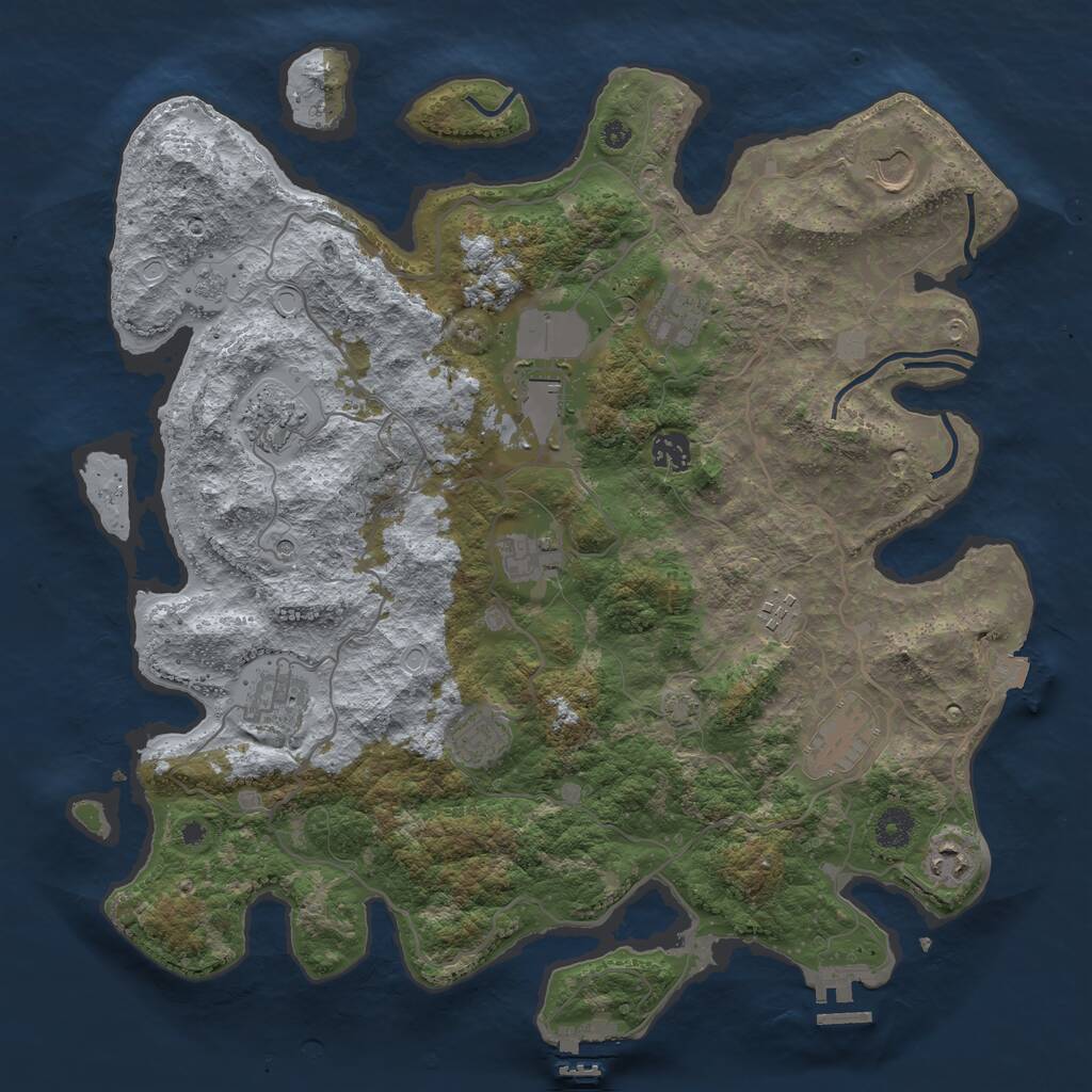 Rust Map: Procedural Map, Size: 4000, Seed: 2018302798, 17 Monuments