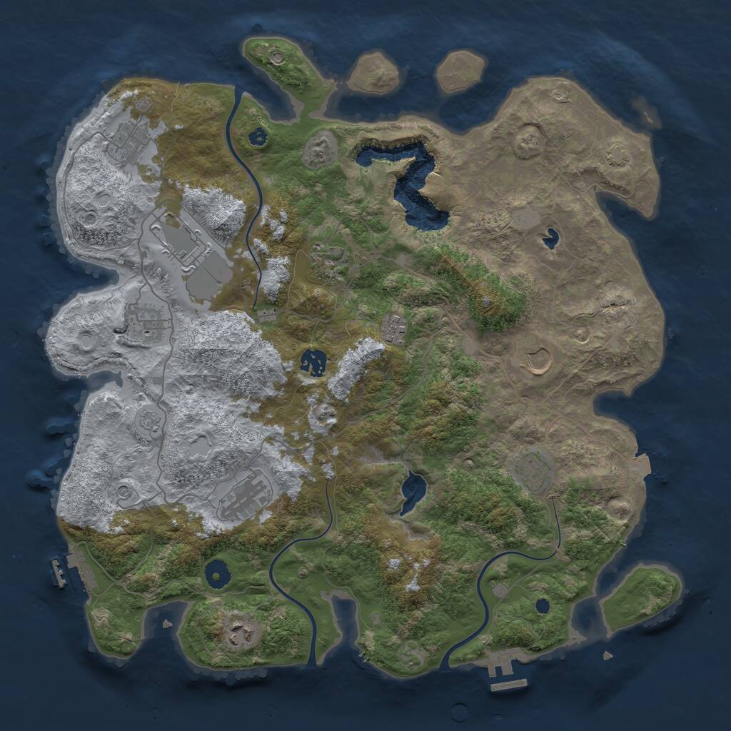 Rust Map: Procedural Map, Size: 4050, Seed: 207339, 16 Monuments