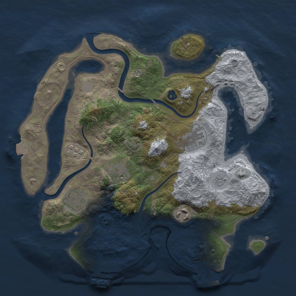 Rust Map: Procedural Map, Size: 3000, Seed: 23970, 10 Monuments