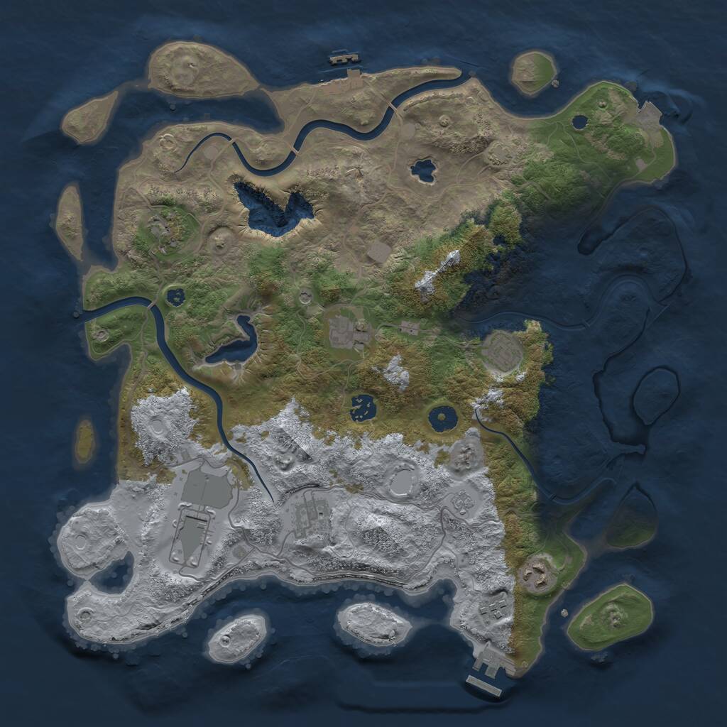 Rust Map: Procedural Map, Size: 4000, Seed: 1057080195, 14 Monuments