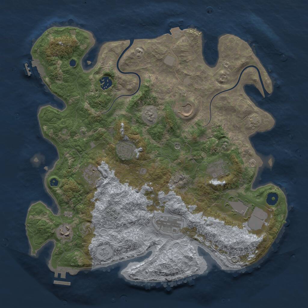 Rust Map: Procedural Map, Size: 3700, Seed: 1121817765, 15 Monuments