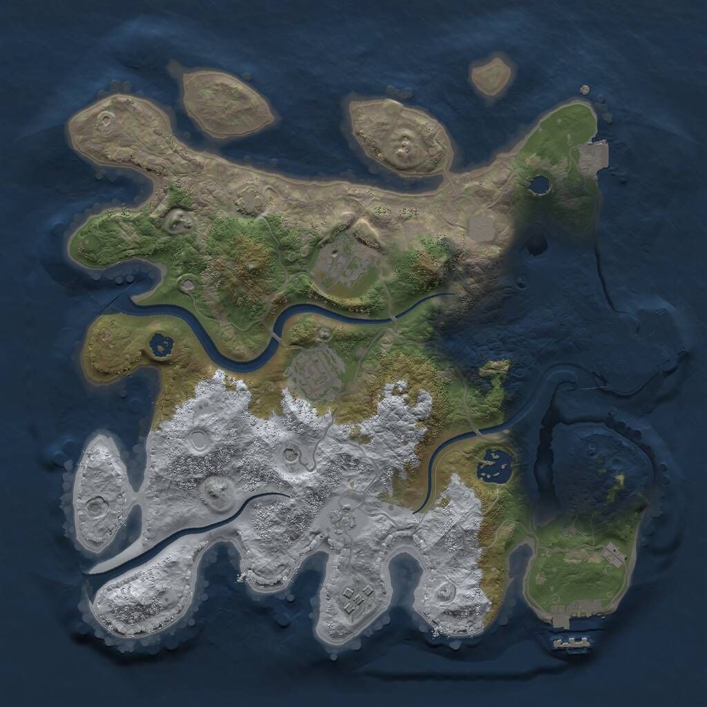 Rust Map: Procedural Map, Size: 3000, Seed: 839683378, 10 Monuments