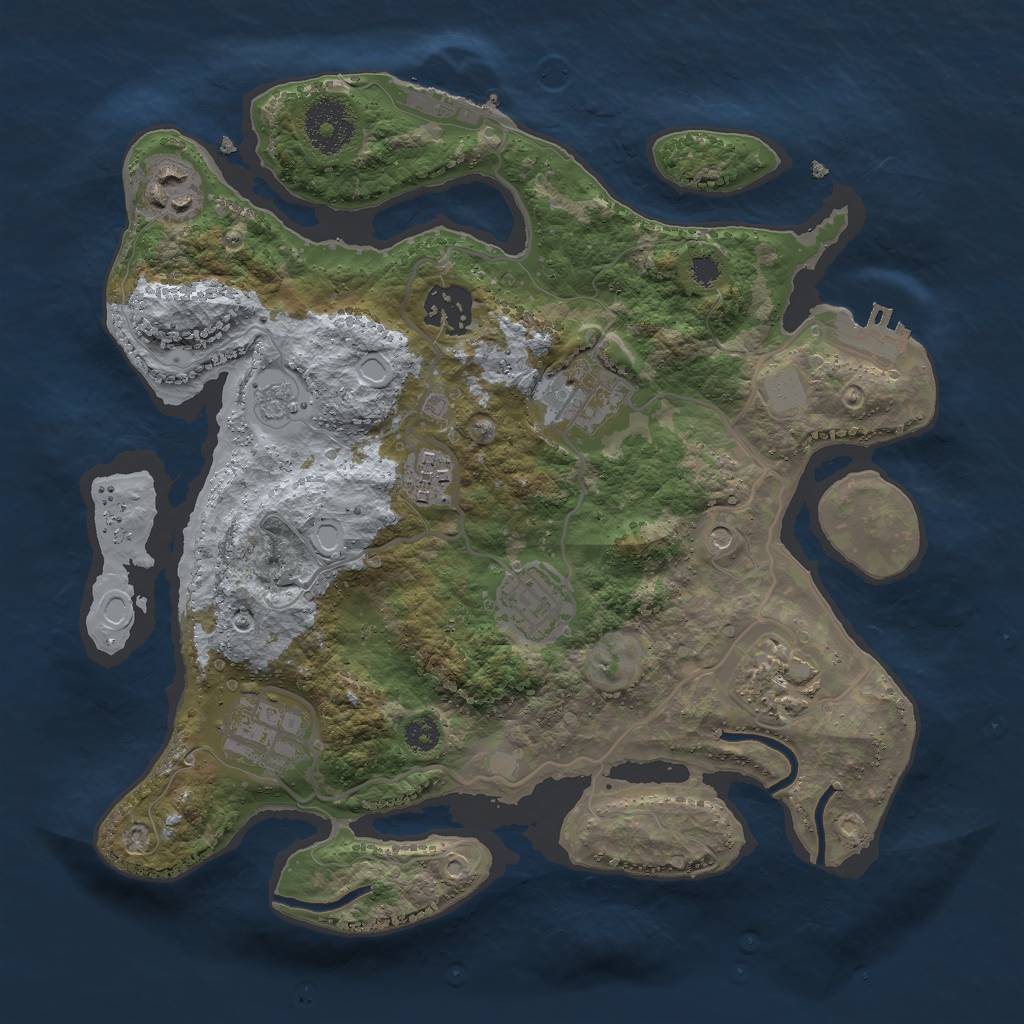 Rust Map: Procedural Map, Size: 3000, Seed: 9956, 14 Monuments