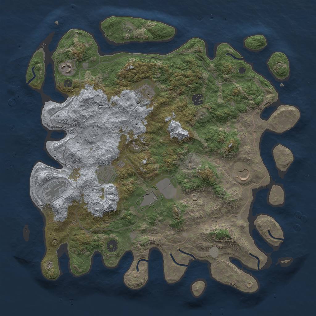 Rust Map: Procedural Map, Size: 4000, Seed: 1687435942, 12 Monuments