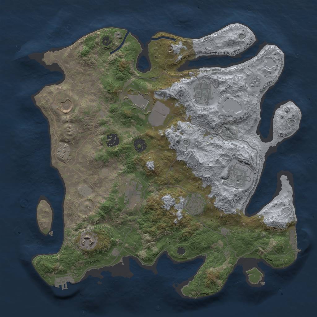 Rust Map: Procedural Map, Size: 3500, Seed: 464135670, 16 Monuments