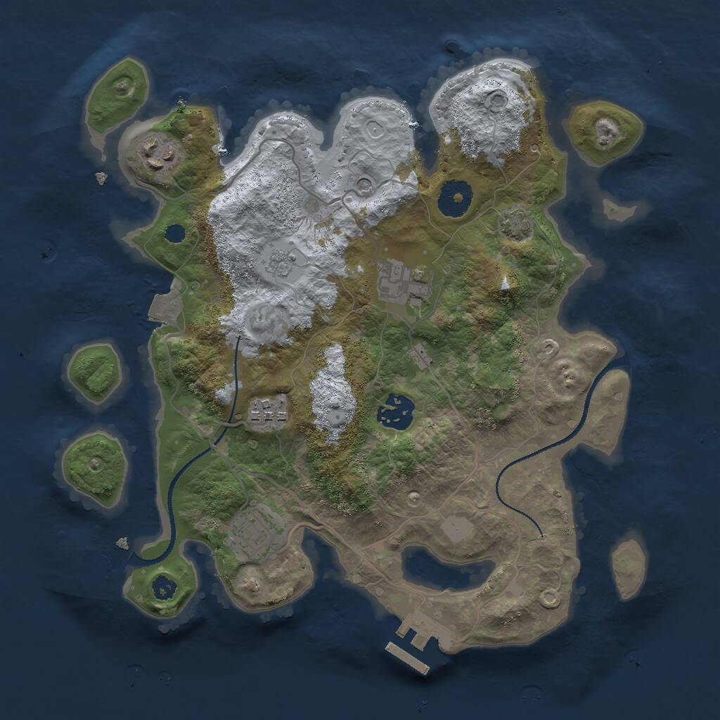 Rust Map: Procedural Map, Size: 3000, Seed: 18113, 10 Monuments