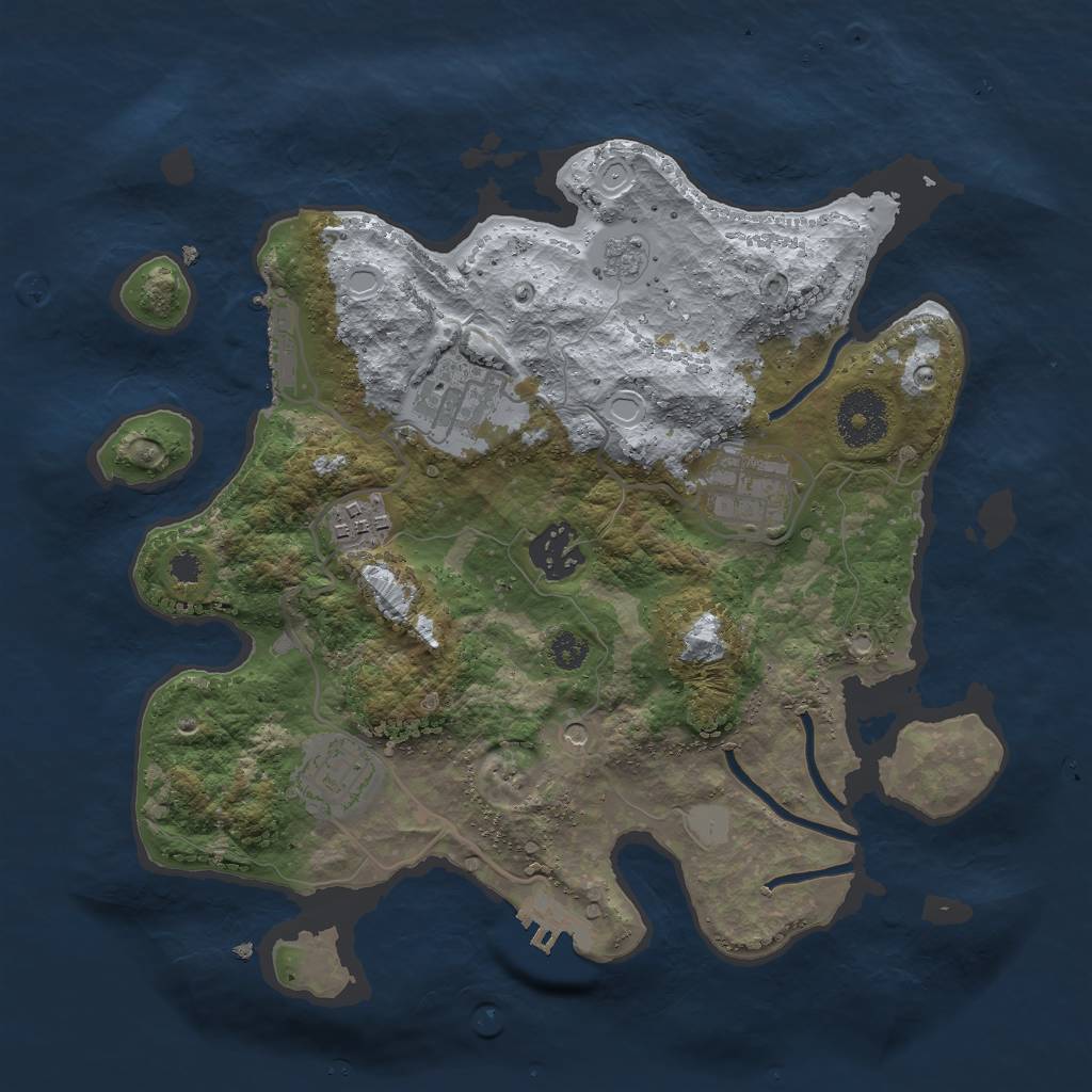 Rust Map: Procedural Map, Size: 3000, Seed: 5099, 12 Monuments