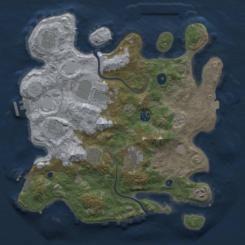 Rust Map: Procedural Map, Size: 3500, Seed: 789565, 14 Monuments