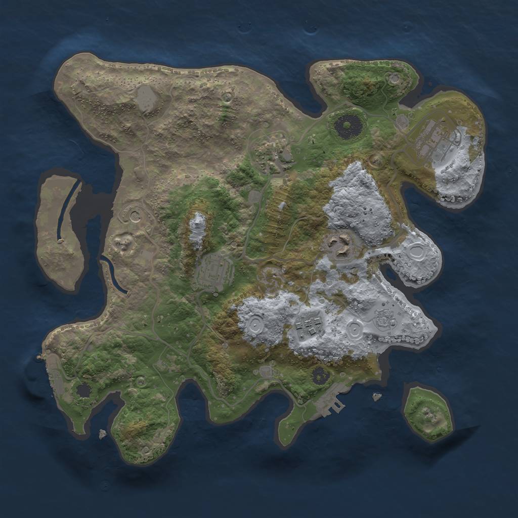 Rust Map: Procedural Map, Size: 3000, Seed: 1365352878, 12 Monuments