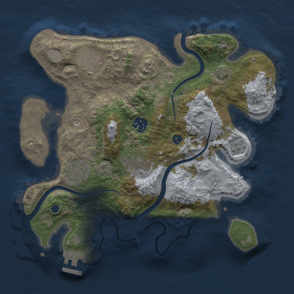 Rust Map: Procedural Map, Size: 3000, Seed: 1365352878, 10 Monuments