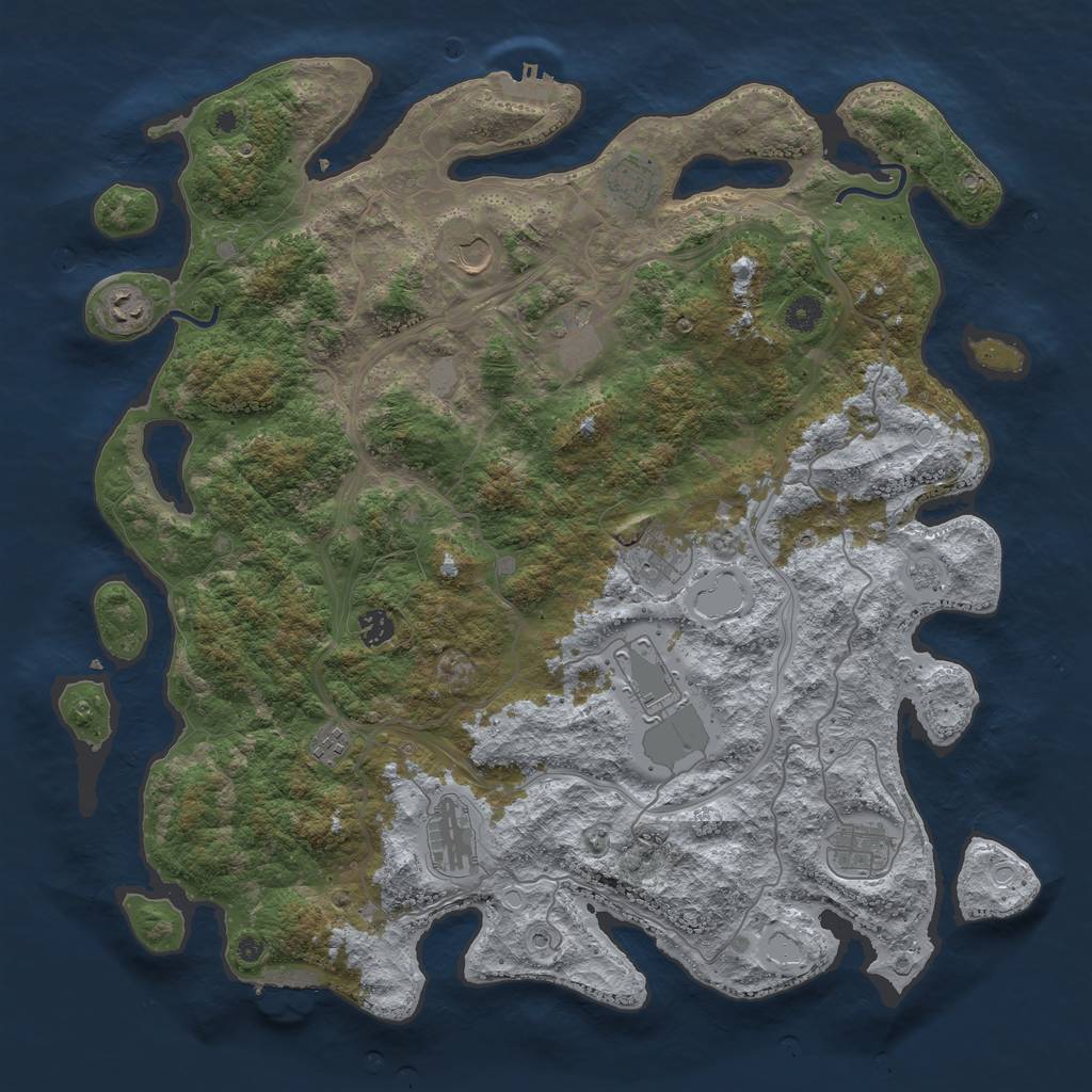 Rust Map: Procedural Map, Size: 4500, Seed: 1262166583, 17 Monuments
