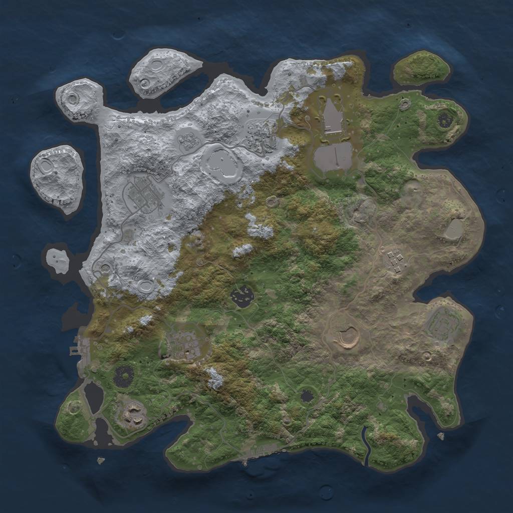Rust Map: Procedural Map, Size: 3500, Seed: 8616882, 16 Monuments