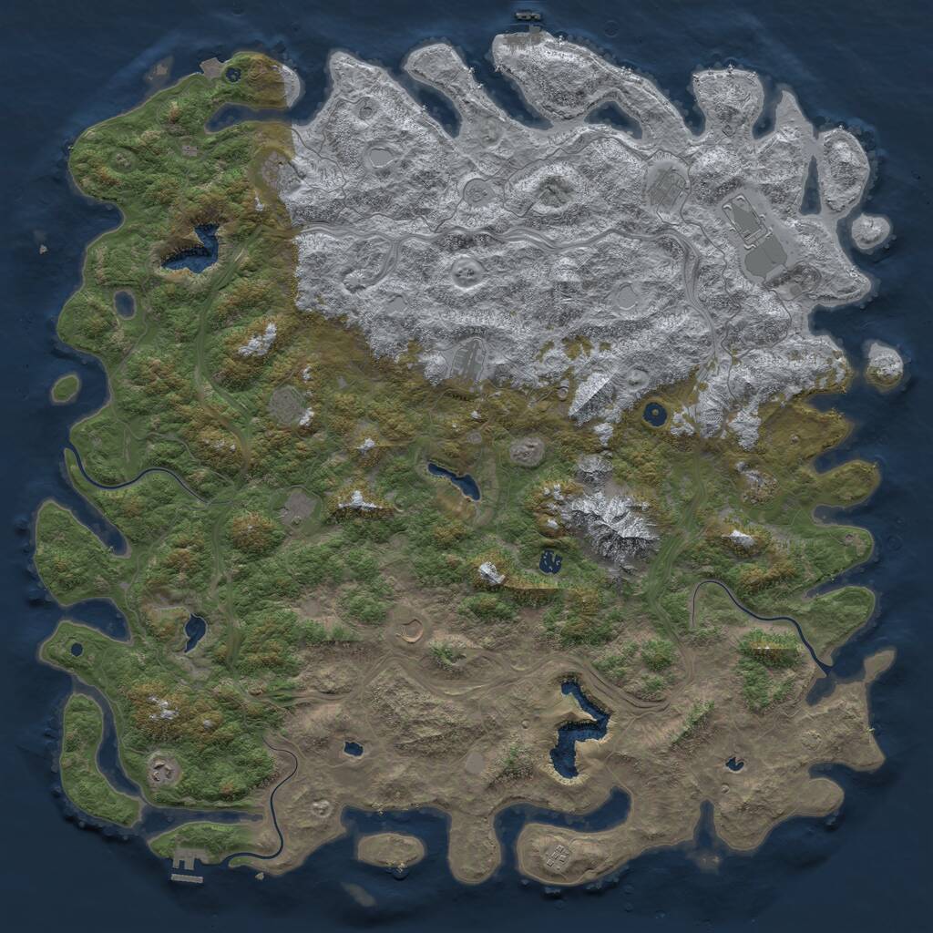 Rust Map: Procedural Map, Size: 6000, Seed: 9037, 17 Monuments