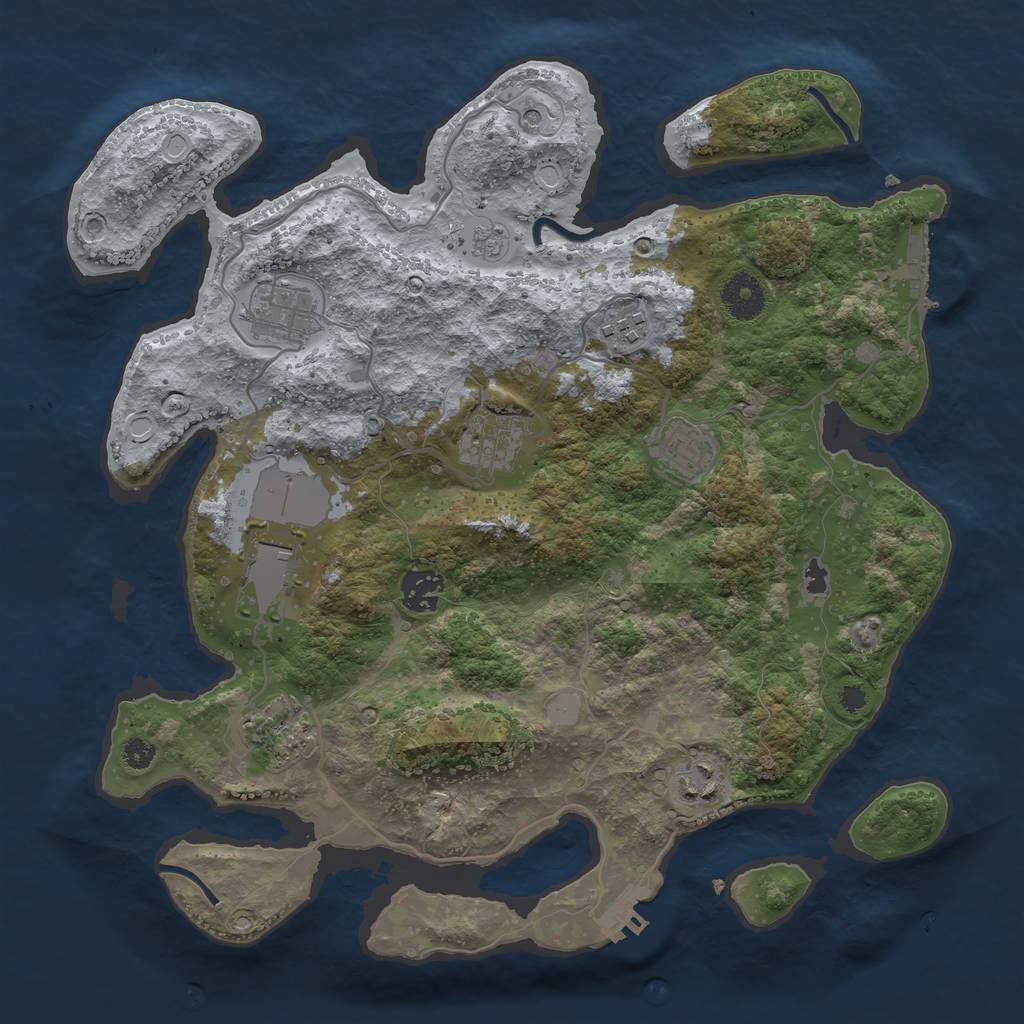 Rust Map: Procedural Map, Size: 3500, Seed: 745860918, 15 Monuments