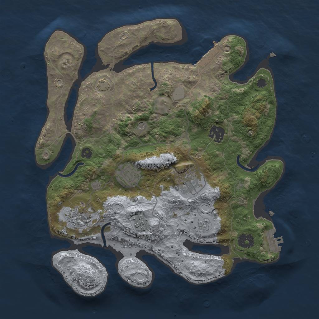 Rust Map: Procedural Map, Size: 3000, Seed: 864453, 13 Monuments