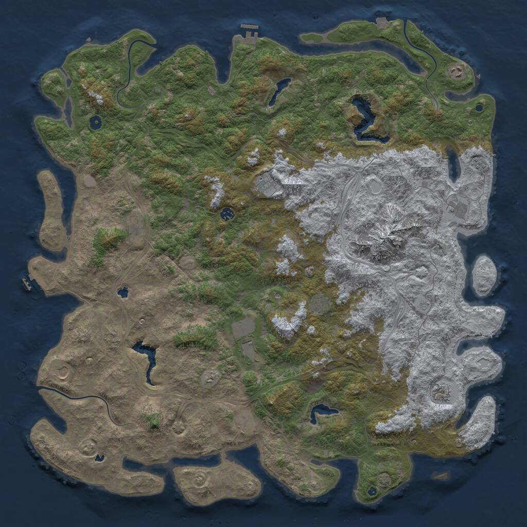 Rust Map: Procedural Map, Size: 6000, Seed: 5343537, 17 Monuments