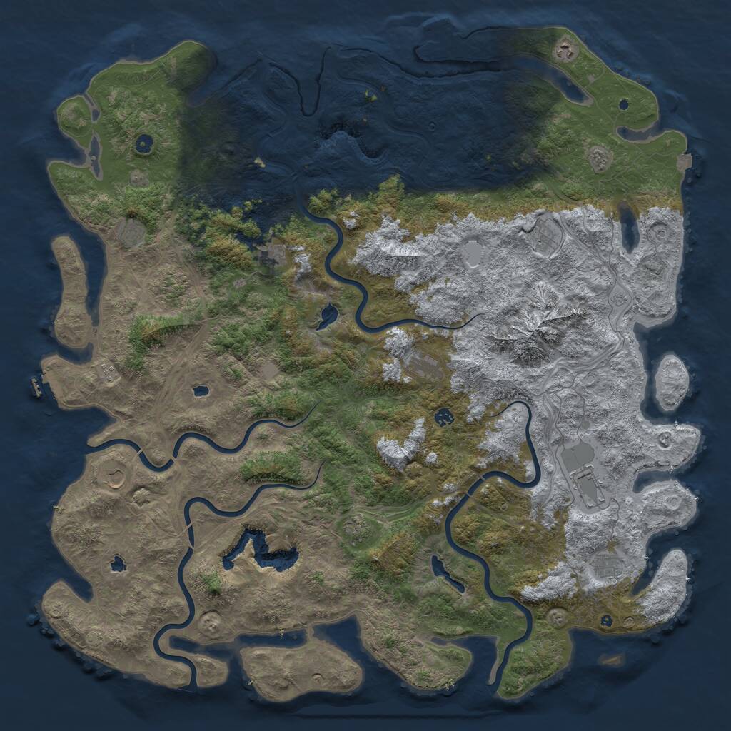 Rust Map: Procedural Map, Size: 6000, Seed: 5343537, 17 Monuments