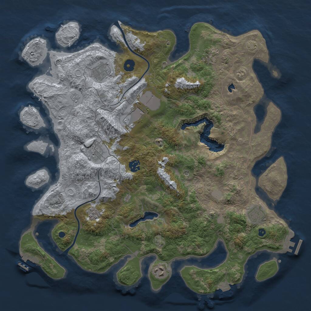 Rust Map: Procedural Map, Size: 4000, Seed: 646464, 14 Monuments