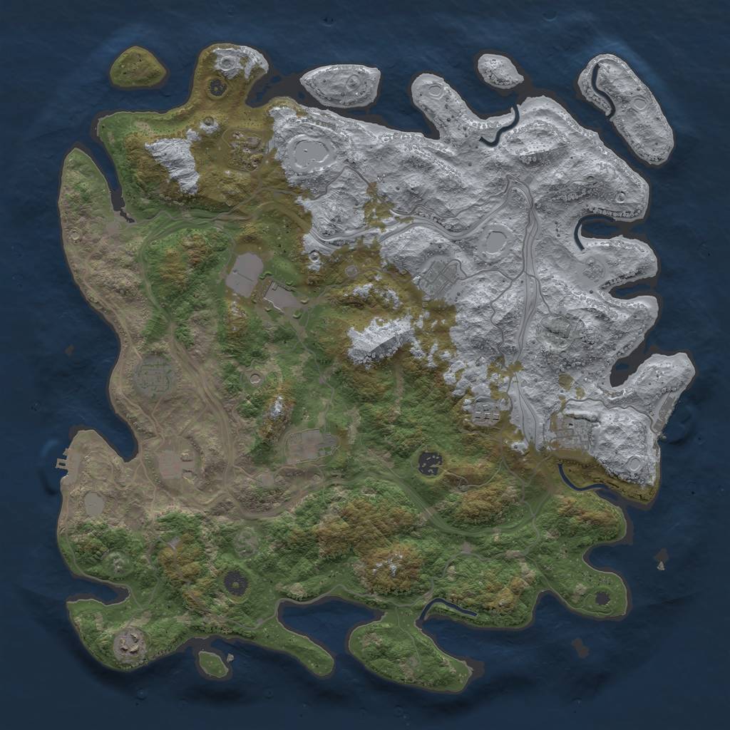 Rust Map: Procedural Map, Size: 4500, Seed: 1827688900, 17 Monuments