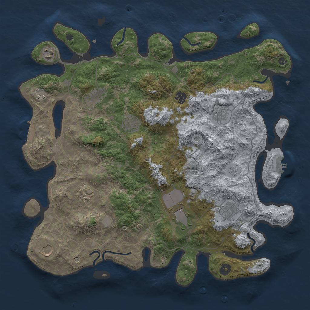 Rust Map: Procedural Map, Size: 4000, Seed: 1687625191, 17 Monuments