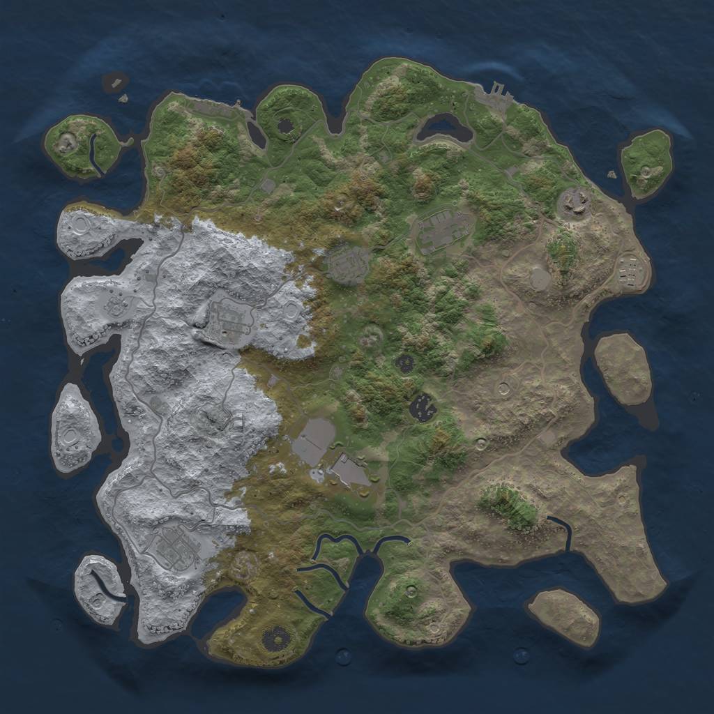 Rust Map: Procedural Map, Size: 4000, Seed: 851783812, 15 Monuments