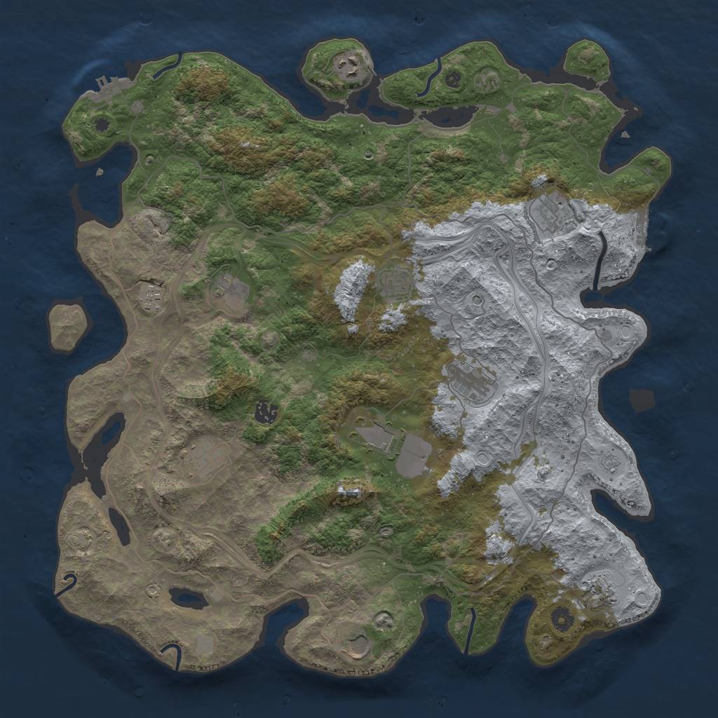 Rust Map: Procedural Map, Size: 4500, Seed: 892453297, 19 Monuments