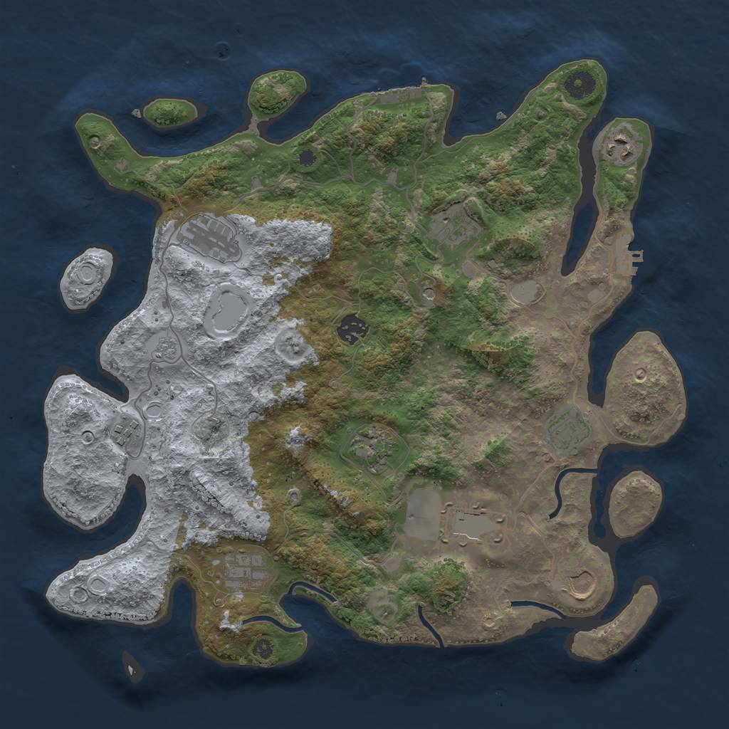 Rust Map: Procedural Map, Size: 3800, Seed: 4000, 17 Monuments