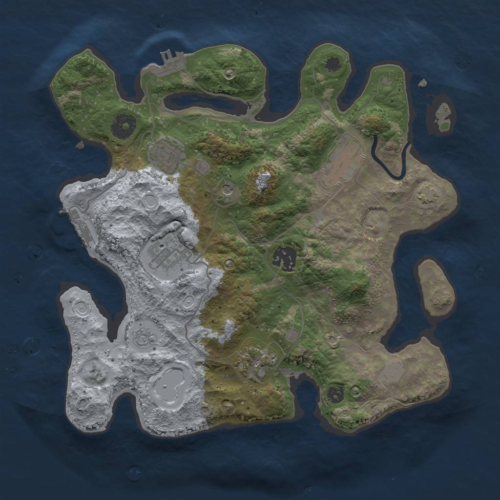 Rust Map: Procedural Map, Size: 3000, Seed: 765465213, 13 Monuments