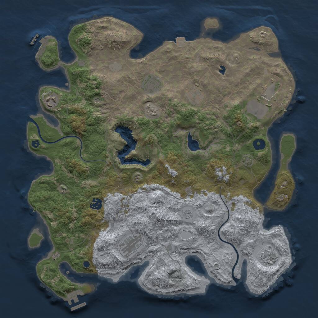 Rust Map: Procedural Map, Size: 4000, Seed: 1269417101, 13 Monuments