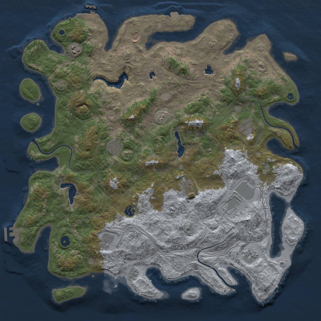 Rust Map: Procedural Map, Size: 4800, Seed: 1906986163, 16 Monuments