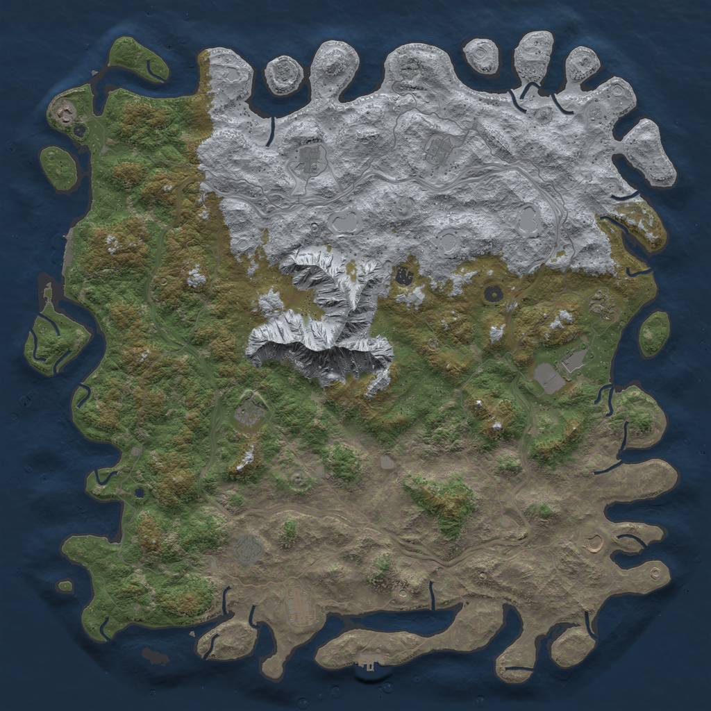 Rust Map: Procedural Map, Size: 6000, Seed: 728828824, 18 Monuments