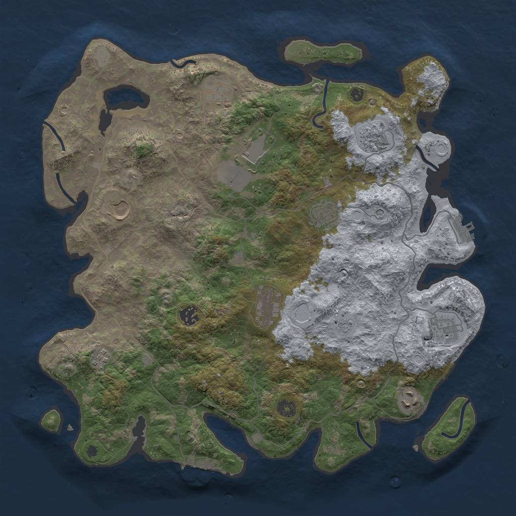 Rust Map: Procedural Map, Size: 4050, Seed: 901034429, 17 Monuments