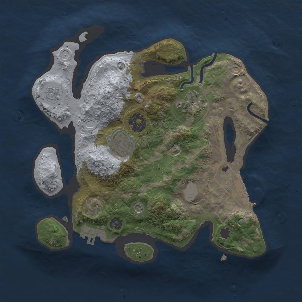 Rust Map: Procedural Map, Size: 2500, Seed: 129882976, 9 Monuments