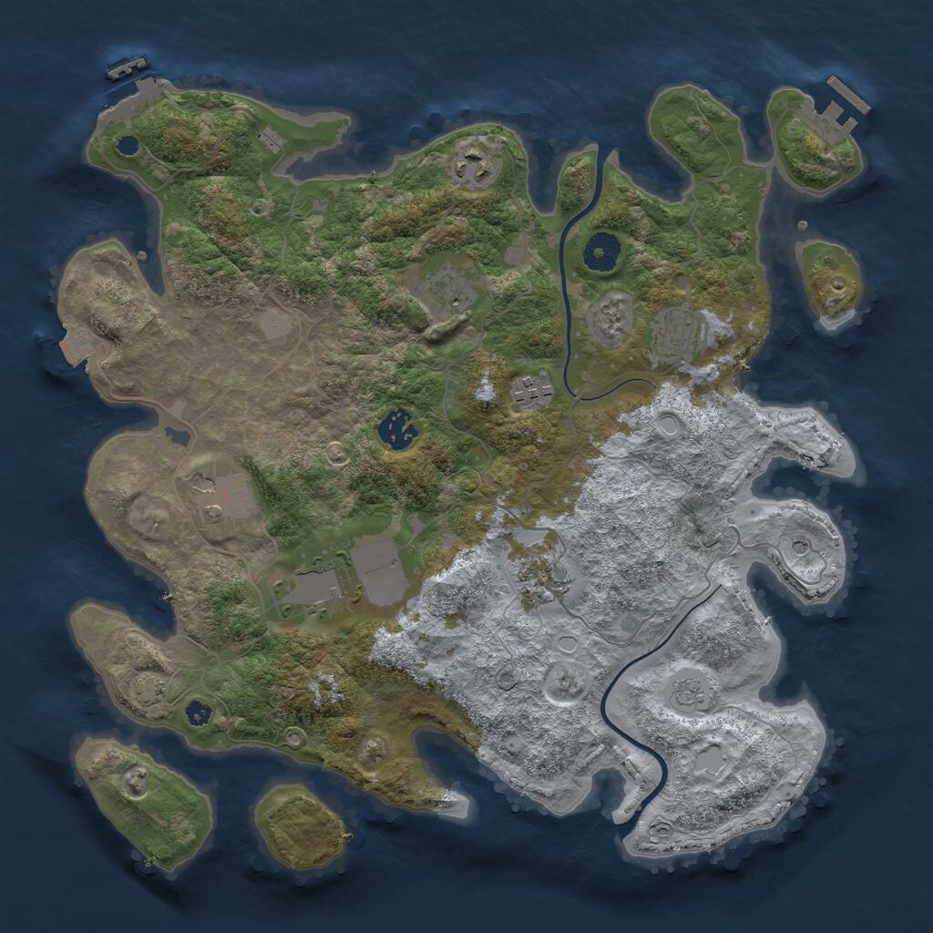 Rust Map: Procedural Map, Size: 3700, Seed: 665449559, 14 Monuments