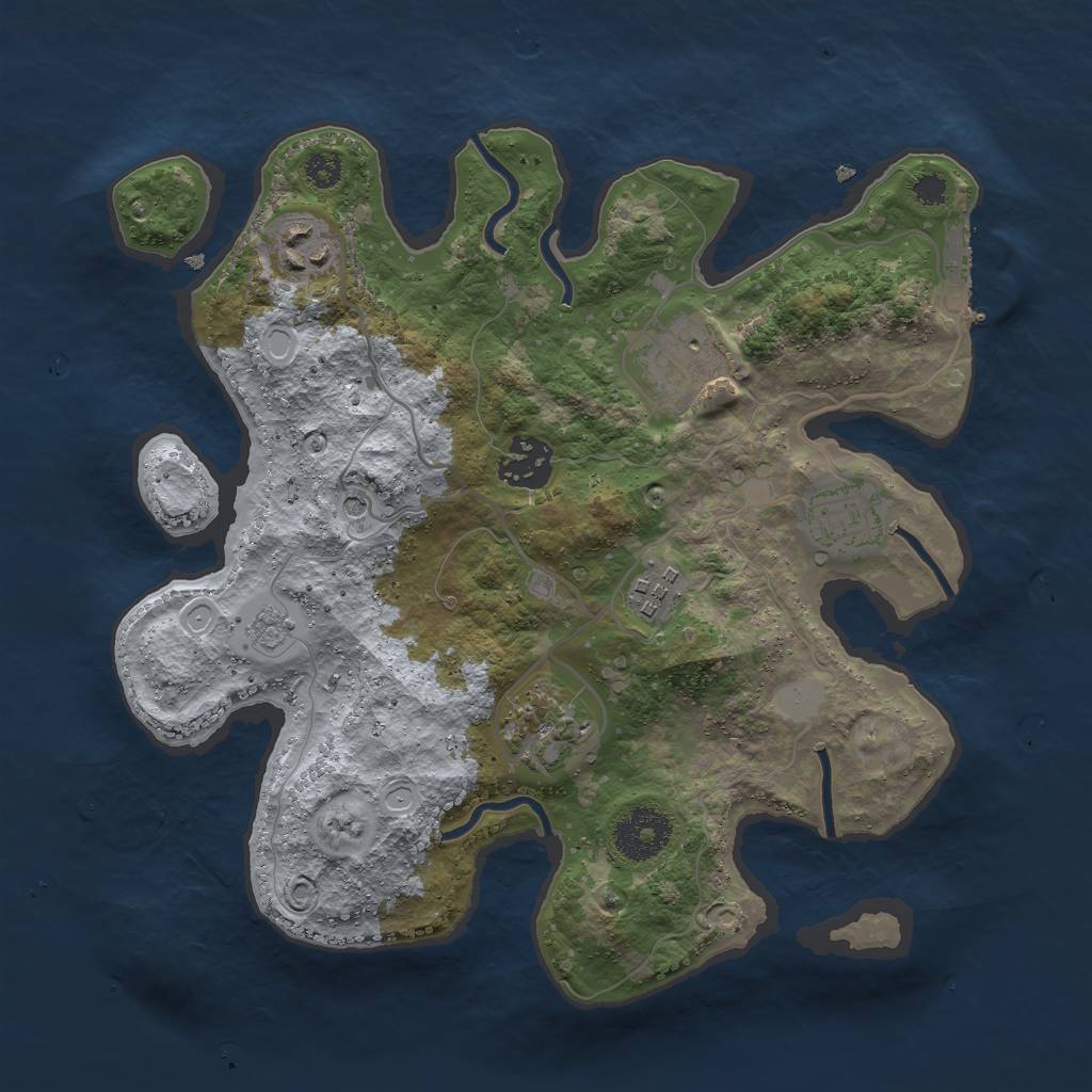 Rust Map: Procedural Map, Size: 3000, Seed: 26208, 12 Monuments